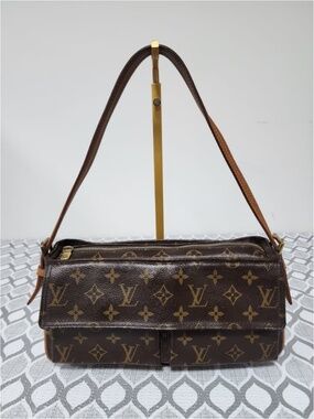 Authentic LOUIS VUITTON Monogram Viva-Cite MM Shoulder Bag Brown